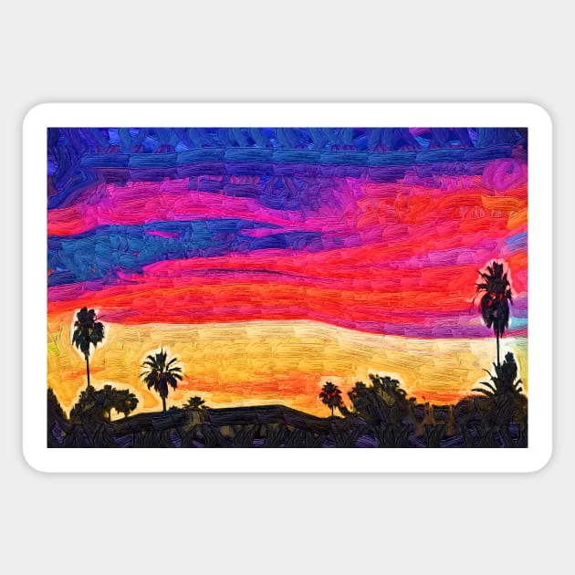 Sunset In The Desert Sticker by KirtTisdale